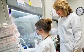 Adams Waldorf oversees research being conducted in a lab